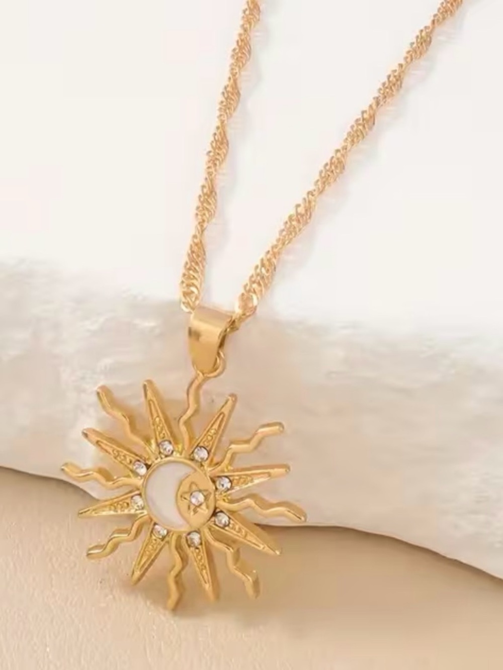 💫Posh 🎉 Party Host pick!🦋 Gold Sun & Star White Moon Pendant Necklace - Picture 2 of 4
